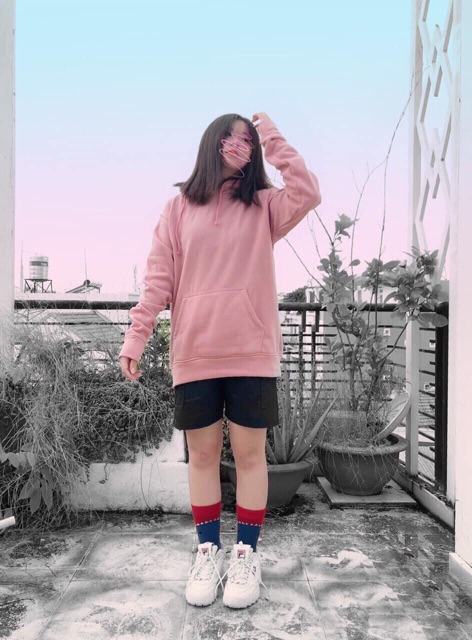 Áo Hoodie Trơn Tay Dài Unisex Ảnh Thật