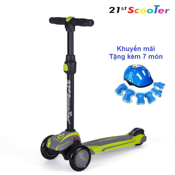 Xe trượt scooter 21st có giảm xóc, 3 bánh phát sáng cao cấp cho bé ( Tặng kèm 7 món bảo vệ cho bé ) - Home and Garden