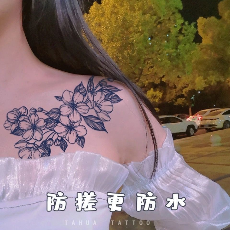 Hình Xăm Dán Cánh Tay / Ngực / Lưng Họa Tiết Hoa Không Phản Quang Chống Thấm Nước Lâu Trôi Cho Nam Và Nữ