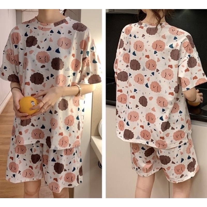 Bộ thun đùi nữ hoạ tiết hoạt hình dễ thương