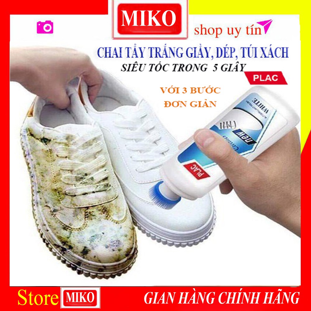 Chai Tẩy Trắng Giầy, Dép, Túi Xách Đa Năng PLAC. Siêu Sạch, Siêu Nhanh