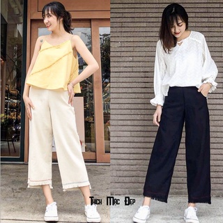 Quần kaki nữ ống rộng, suông Culottes lưng cao dáng đẹp, Thích Mặc Đẹp