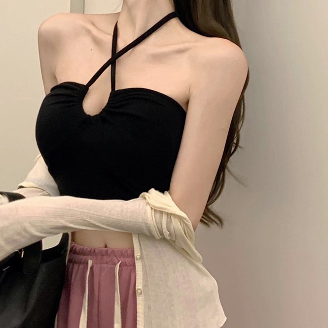 Áo Crotop Ống Khoen Tròn Ở Ngực MIMILA Vải Thun Co Giãn Siêu Cá Tính, Năng Động - MA034