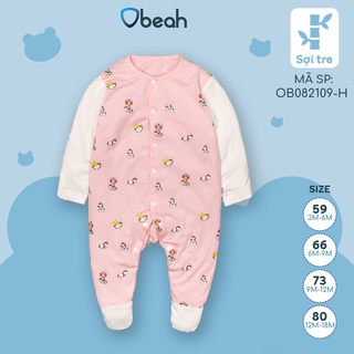 Bộ bodysuit Obeah tất liền màu hồng dâu in hình Pony Fullsize 59 đến 80 cho bé yêu từ 0 đến 18 tháng