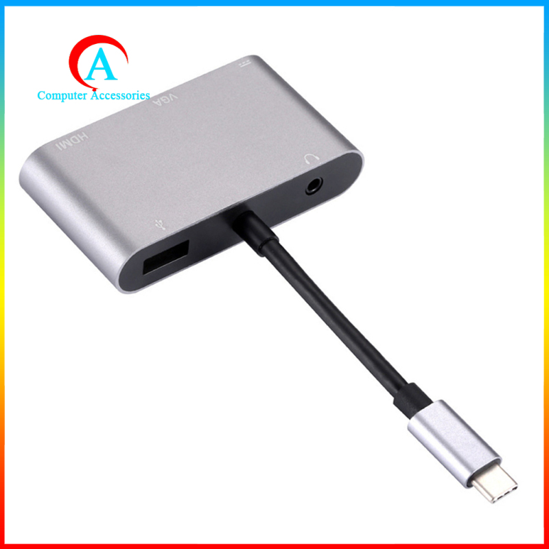 Bộ Chia Usb-C Type C Sang Hdmi Usb3.0 Pd Vga 3.5mm 5 Trong 1