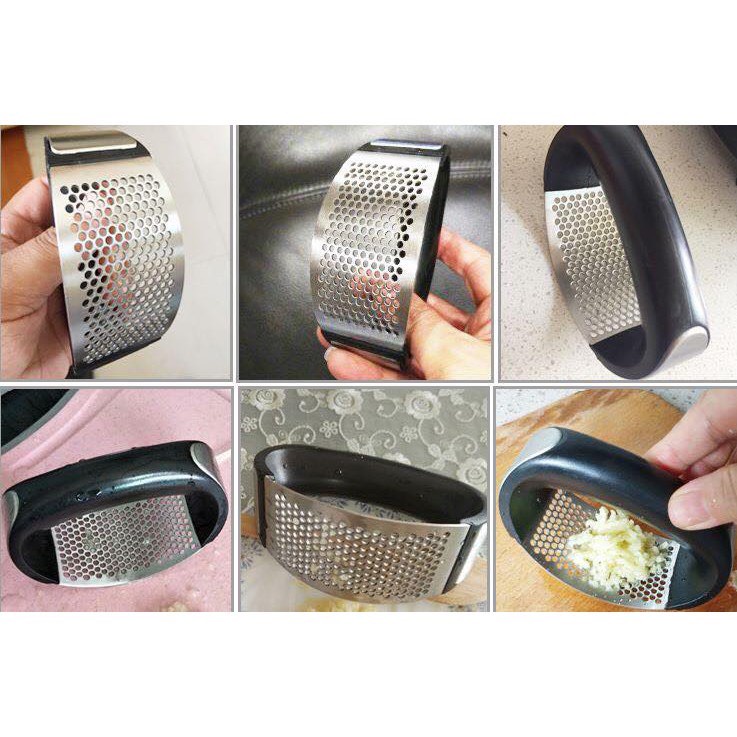 Dụng cụ dập tỏi, ép tỏi, nghiền tỏi inox, dụng cụ nghiền tỏi bằng thép không gỉ, nhỏ gọn, nhanh 29K