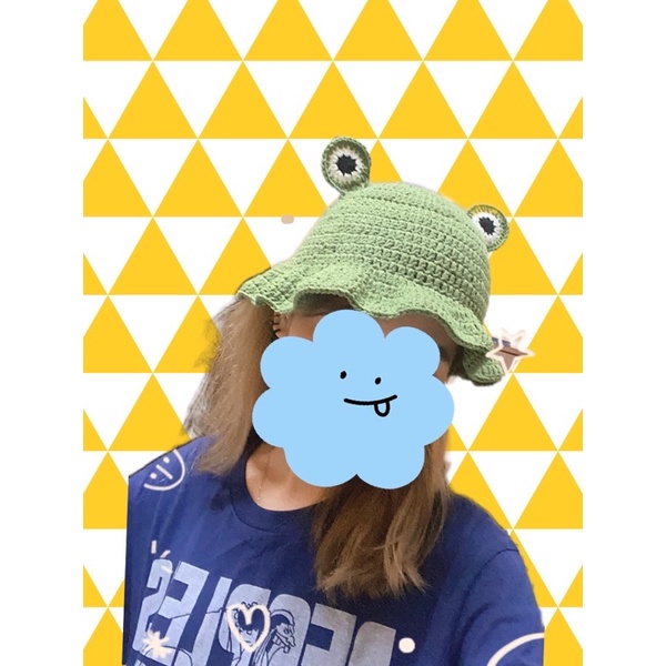 Mũ len móc handmade gấu nâu/ếch xanh/mèo trắng/ mây xanh