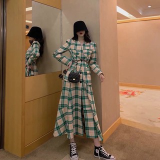 (order) SET BLAZER KẺ SỌC + CHÂN VÁY DÀI BÈO A