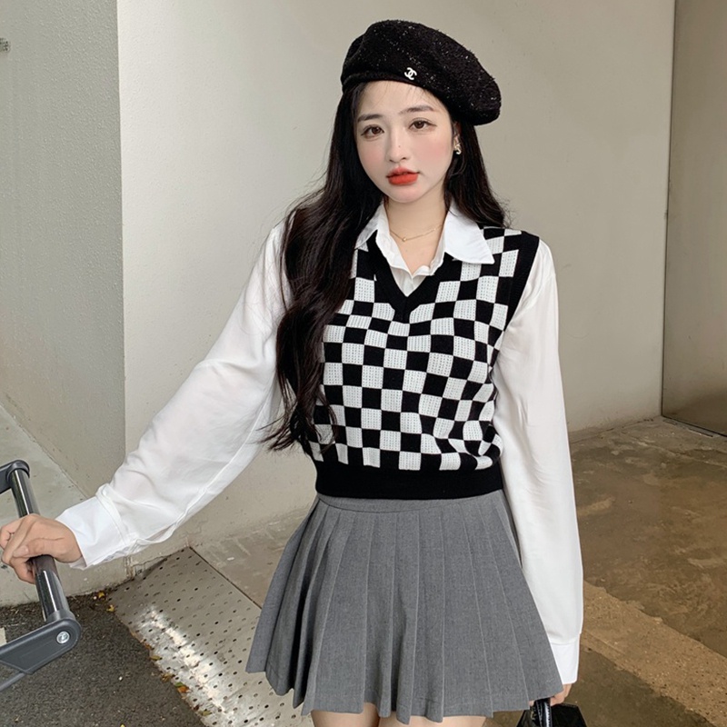 Áo sweater không tay cổ chữ V phong cách trẻ trung thời trang cho nữ