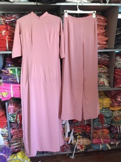 Áo dài hồng vỏ đổ (lụa nhật)