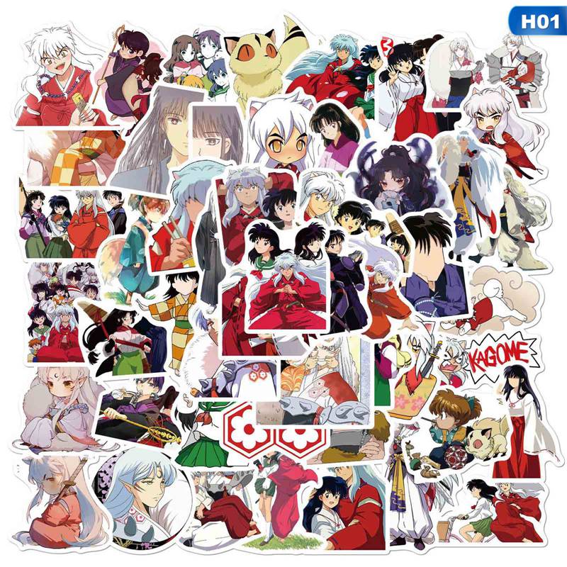 Set 50 miếng sticker hình Inuyasha dán trang trí độc đáo