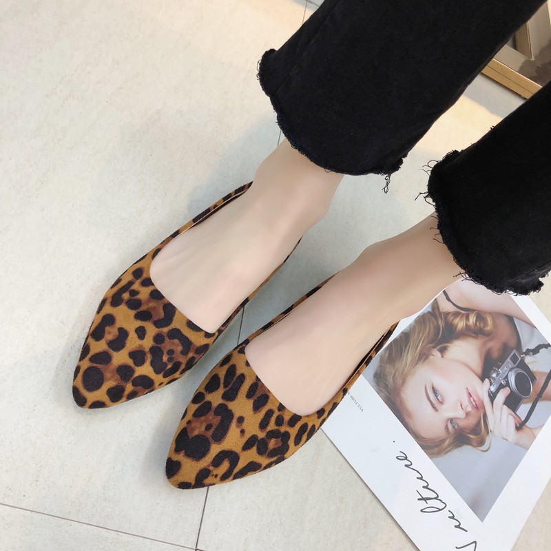 [VLANI] Giày Búp Bê Mũi Nhọn Họa Tiết Da Báo | BigBuy360 - bigbuy360.vn