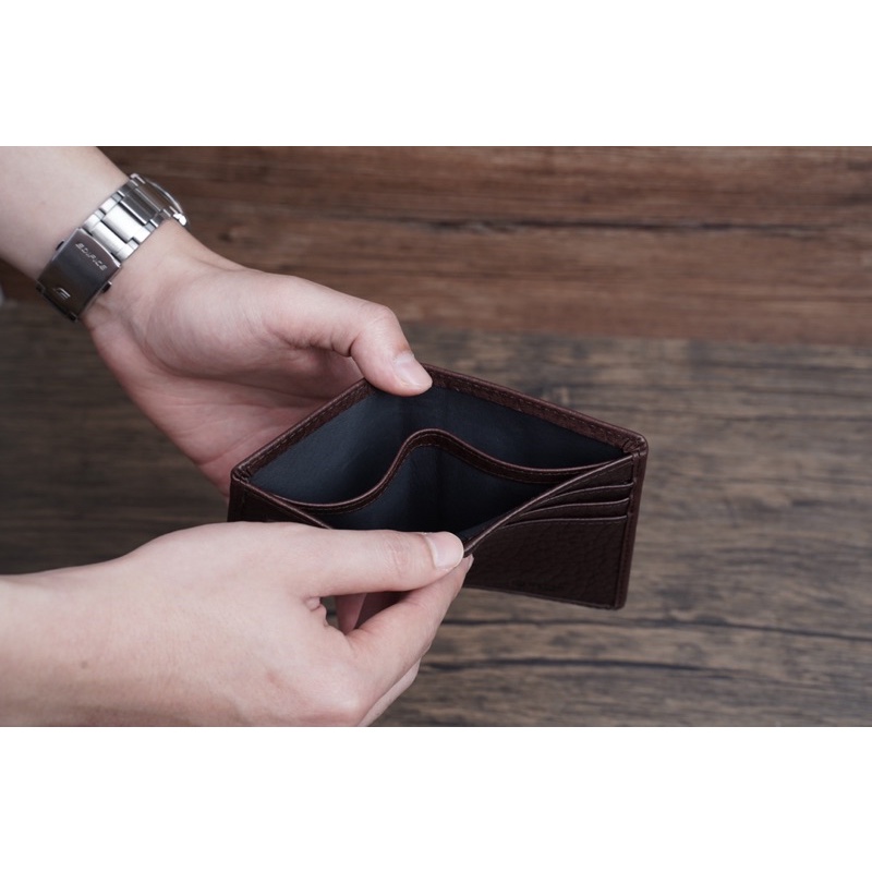 Ví Nam Mini Da Ý Cao Cấp Nhập Khẩu Nguyên Tấm Novida - Màu Nâu