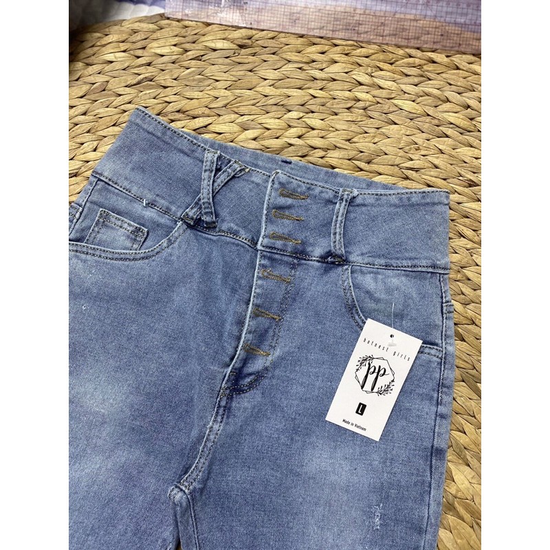 Quần jean dài lưng siêu cao co giãn
