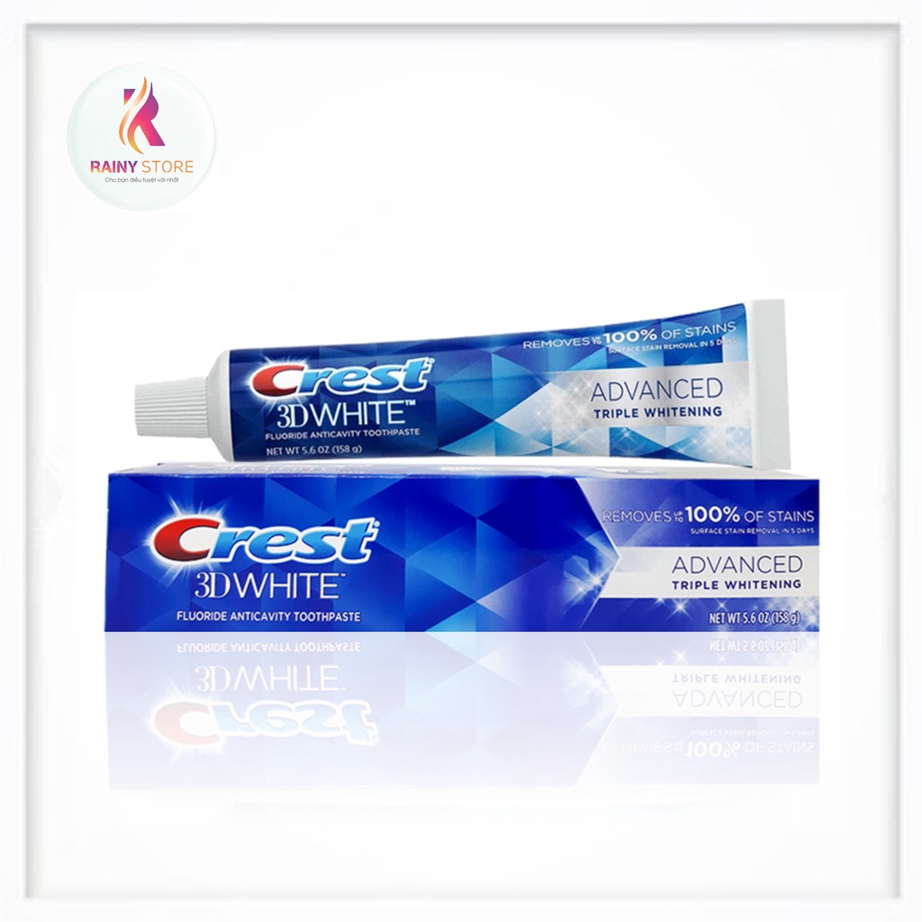 Kem đánh răng trắng sáng Crest 3D White Advanced Triple Whitening 158g chính hãng của Mỹ