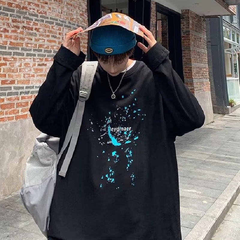 Áo Thun Tay Dài Dáng Rộng In Chữ Phong Cách Hip Hop Thời Trang Cho Nam Và Nữ Size M-5XL