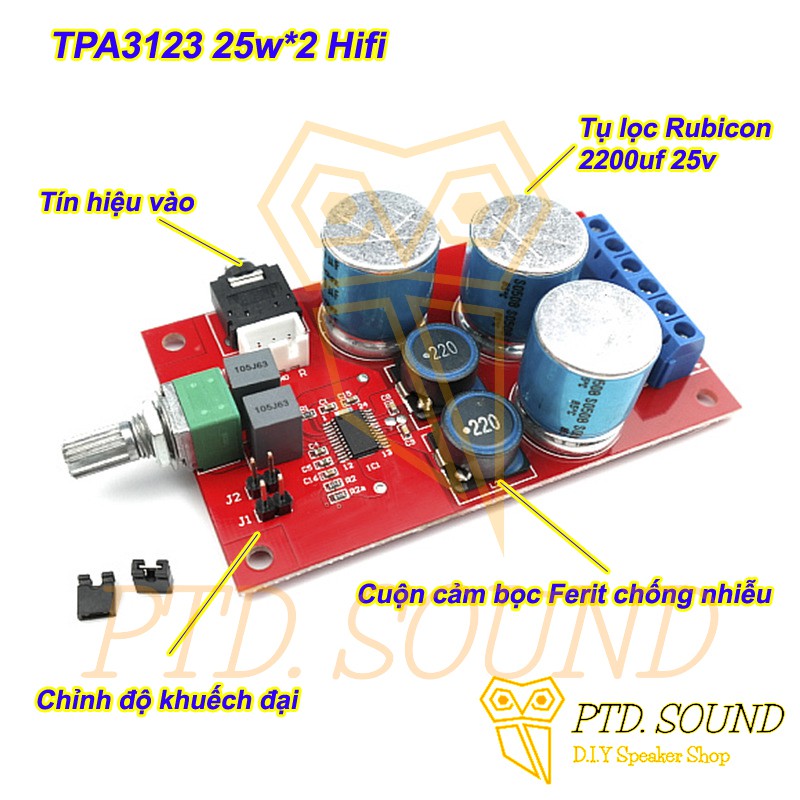 Mạch khuếch đại âm thanh TPA3123 25W * 2. DIY loa bluetooth, chế loa di động, amply mã TPA 3123 từ PTD Sound