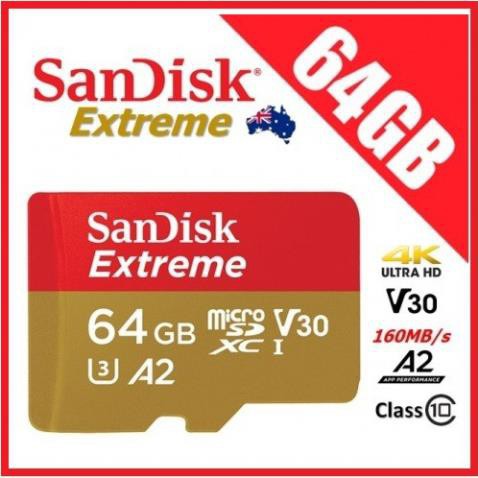 [Mã ELFLASH5 giảm 20K đơn 50K] Thẻ Nhớ MicroSDXC SanDisk Extreme V30 U3 4K A2 64GB 160MB/s - Tốc độ cao | BigBuy360 - bigbuy360.vn