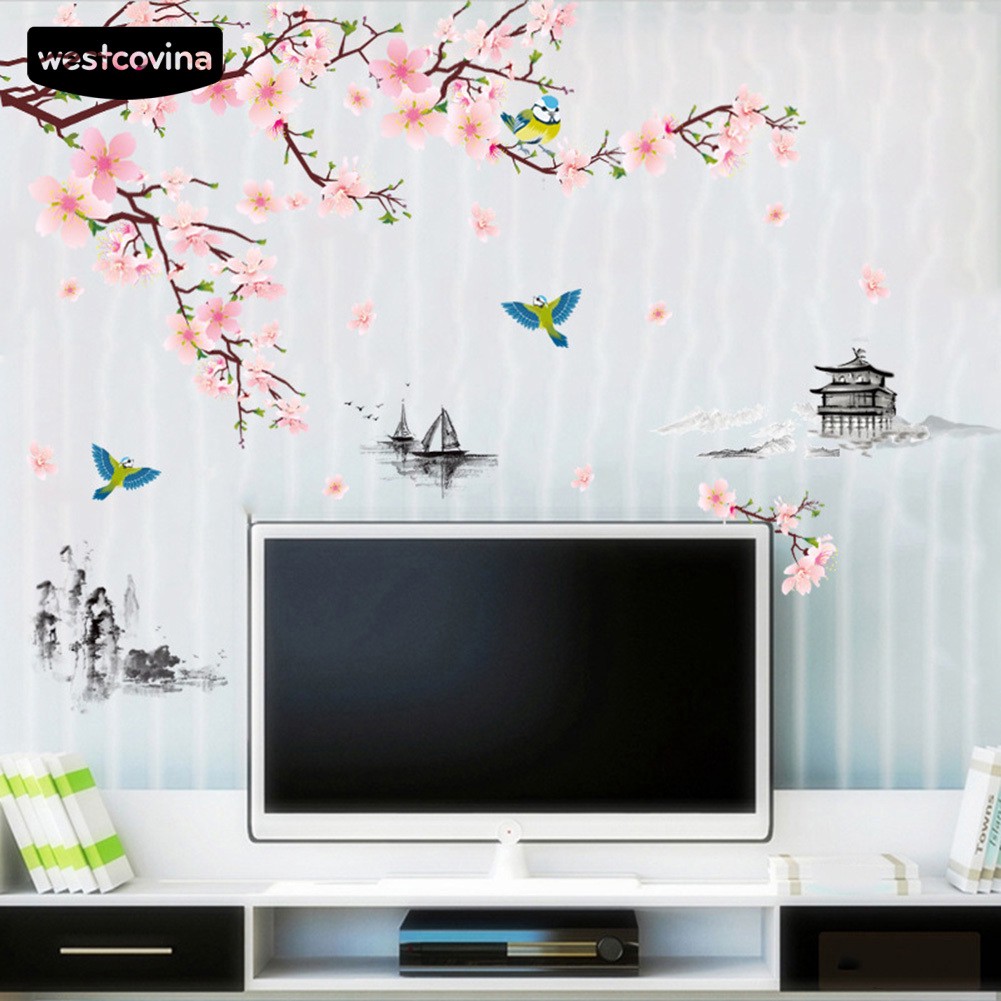 Miếng Dán Tường Trang Trí Hình Cây Và Chim Xinh Xắn