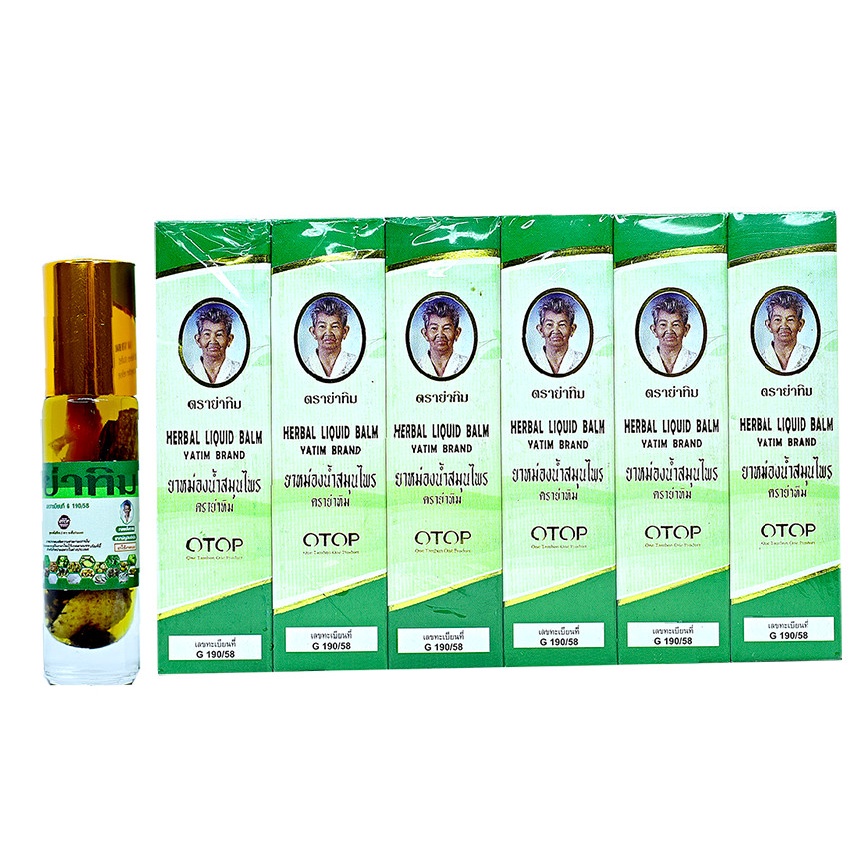 [Combo 1 Lốc 12 Chai] Dầu Gió Thái Lan 22 Loại Thảo Dược Herbal Liquid Balm Yatim Brand