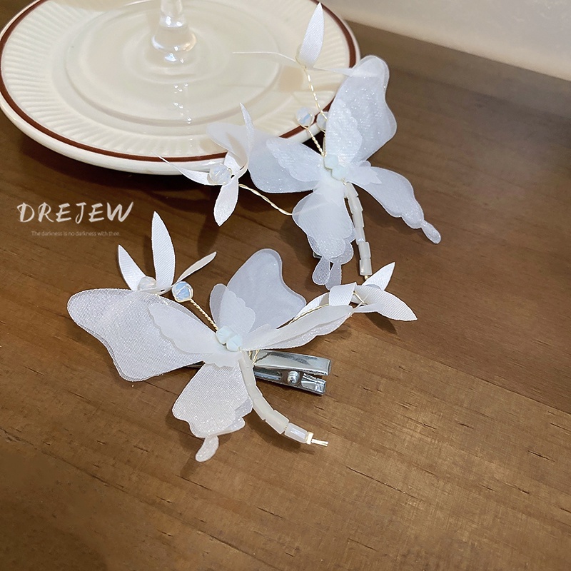 DREJEW Kẹp Tóc Bướm Pha Lê Siêu Cổ Tích Thời Trang Mori Ngọt Ngào Cho Nữ