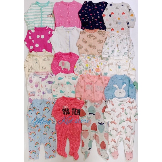 Sleepsuit vải cotton, bodysuit dài tay liền thân xuất dư các hãng cho bé trai và bé gái