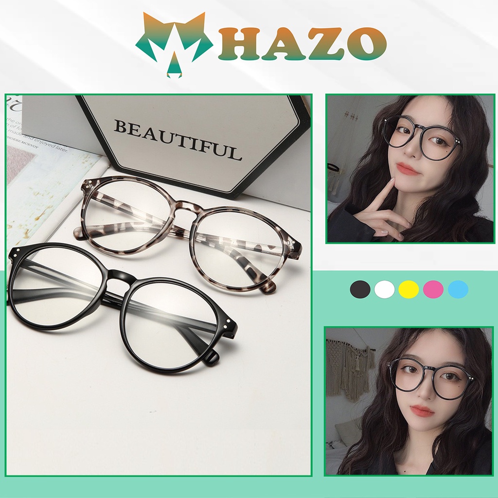 Mắt Kính Gọng Cận Form Tròn Ngố 620 Đính 2 Chấm Phong Cách Ulzzang - Hazo