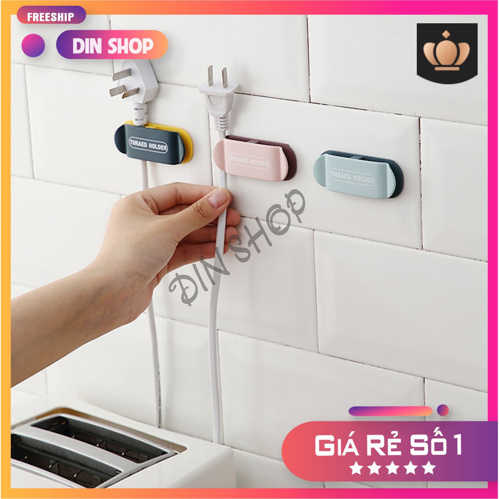 Kẹp giữ dây điện 🔥FREESHIP🔥 Kẹp nhựa giữ dây cáp sạc 2 đầu dính tường siêu chắc chịu lực thu gọn chống rối