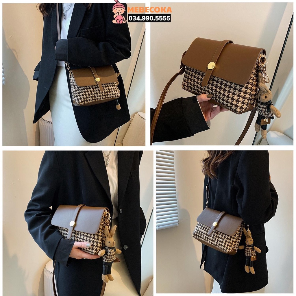 Túi xách nữ công sở, Túi đeo chéo Quảng Châu da kẻ sọc cao cấp, sang trọng, thời trang đẳng cấp COKABAG