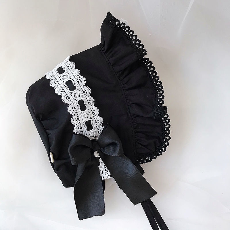 Mũ Ren Hở Ngón Phong Cách Lolita Dễ Thương Dành Cho Người Lớn Đen