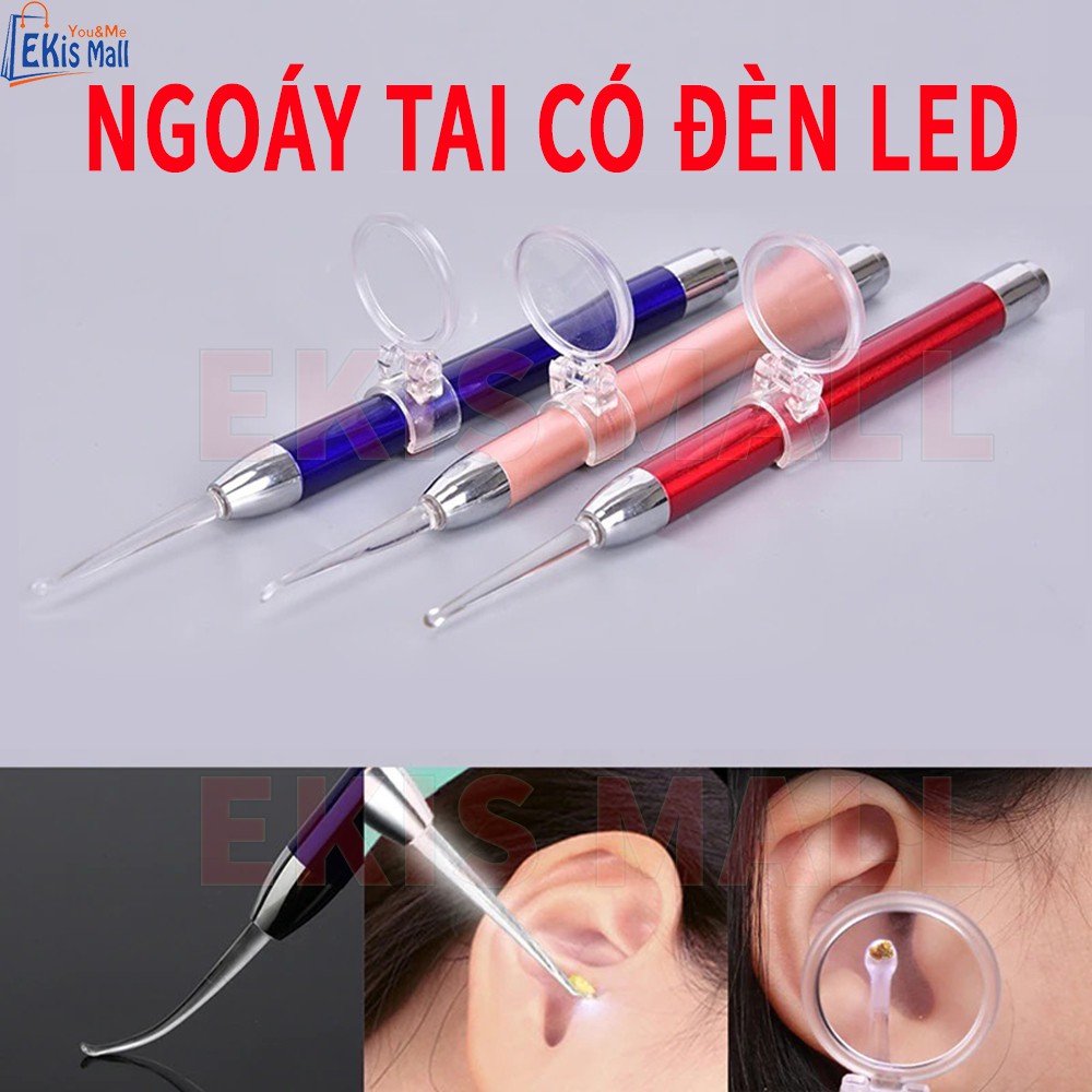 Dụng cụ lấy ráy tai có đèn Led cao cấp cho bé Bộ đồ vệ sinh tai cho trẻ em an toàn tiện lợi (Tặng kèm pin)