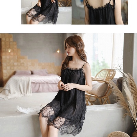Váy ngủ thời trang phối ren mặc nhà chất liệu ren voan chống nhăn cổ vuông HA638
