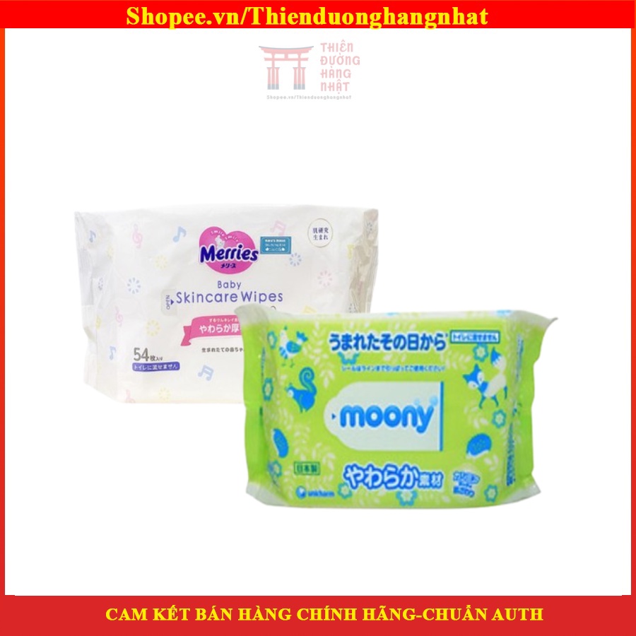 Giấy ướt khăn ướt Merris/ Moony hàng Nhật Bản (Mẫu mới)