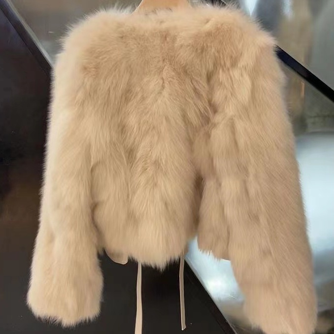 [Giao Ngay] Áo Khoác Lông Cáo Giả Ngắn Thắt Dây Phong Cách Hàn Quốc Thời Trang Thu Đông Mới Cho Nữ