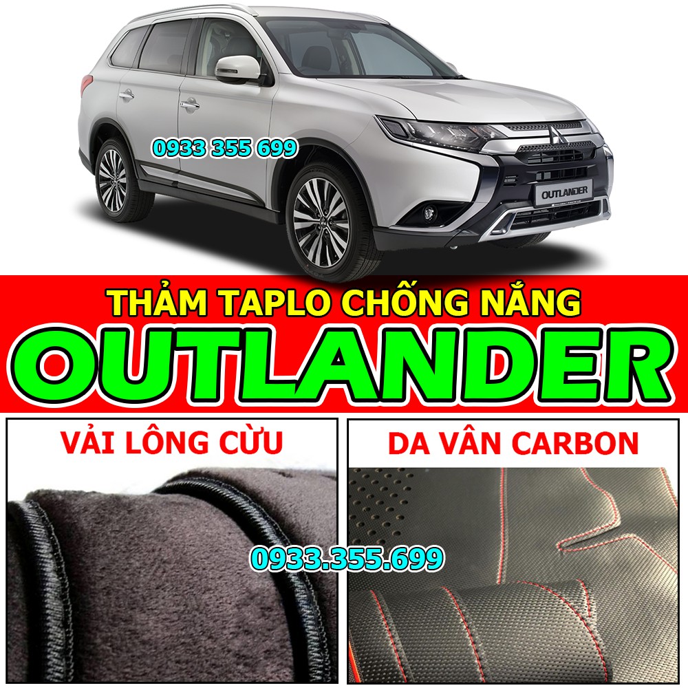 Thảm Taplo MITSUBISHI OUTLANDER bằng Nhung lông Cừu, Da vân Carbon, Da vân Gỗ 2016 2017 2018 2019 2020 2021 2022