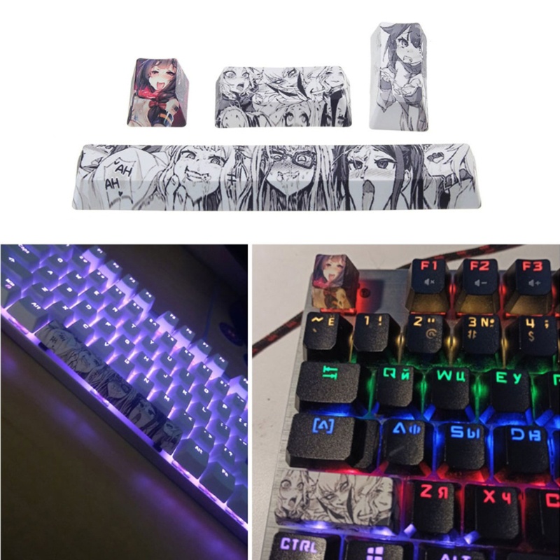 Nút bàn phím cơ 5 mặt họa tiết hoạt hình xinh xắn cho bàn phím cơ 6.25U Spacebar ESC Enter