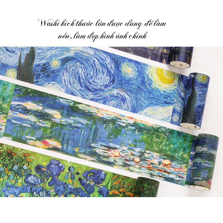 Washi tape băng dính trang trí Bức họa Van Gogh 10cm