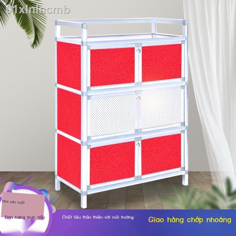 ✆ ▤ 01xlnlncmbTủ đựng chén bát gia đình tủ đơn giản kho lưu trữ hợp kim nhôm lắp ráp đa năng giá nhà bếp