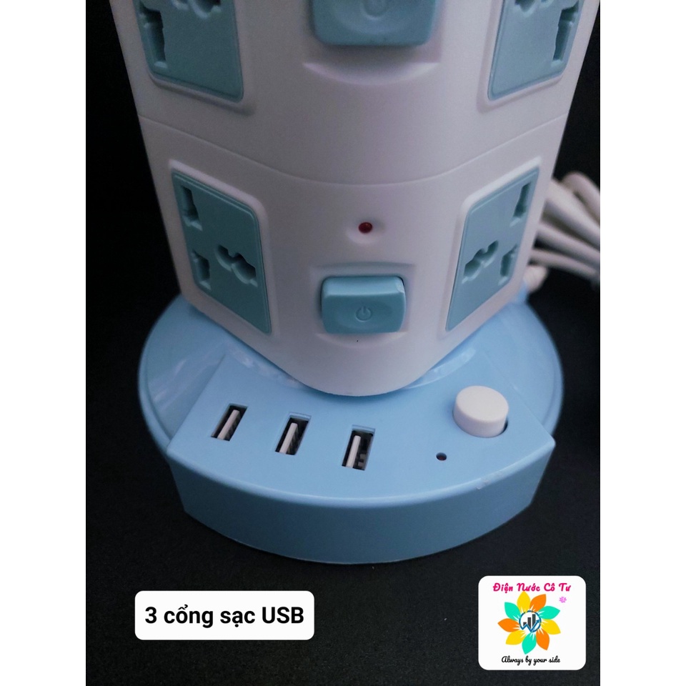 Ổ cắm điện đa năng 3 tầng 12 ổ cắm đa năng kèm 3 cổng sạc USB siêu tiện lợi
