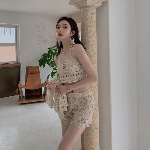 Bikini đồ bơi nữ 2 mảnh kèm áo choàng len móc kín đáo cao cấp đi biển LYAN BIKINI B22