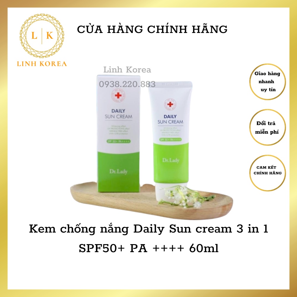 Kem chống nắng Daily Sun cream 3 in 1 SPF50+ PA ++++ 60ml_MẪU MỚI