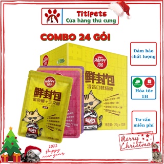 Pate cho mèo wanpy happy 100 combo 24 gói wanpy 80g pate mèo 7 vị hấp dẫn_titipets