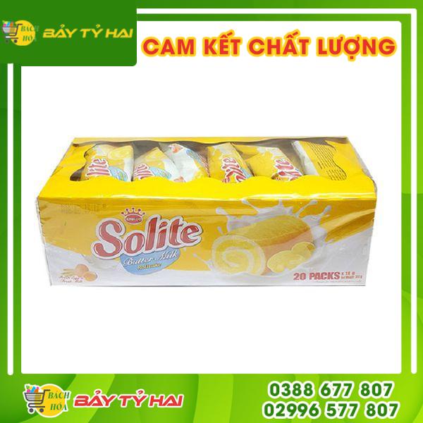 Bánh bông lan cuộn kem vị bơ sữa Solite hộp 360g (20 cái)