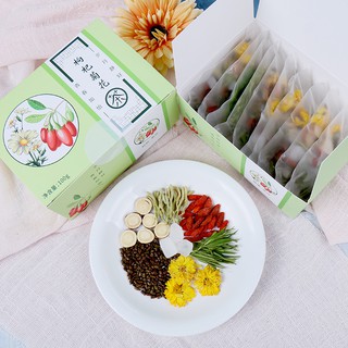 Trà hoa bảy vị thảo mộc thanh nhiệt  Hoa Cúc - Kỷ Tử - Kim Ngân - Đạm Trúc Diệp - Quyết Minh Tử - Cam Thảo - Đường phèn