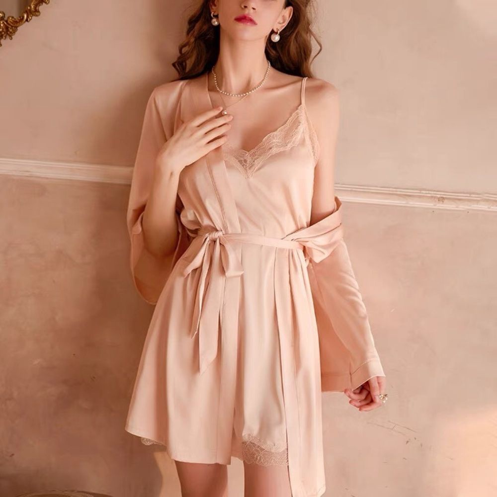 Váy ngủ lụa 2 dây SANADO hàng quảng châu cao cấp đầm mặc nhà sexy gợi cảm quyến rũ V05