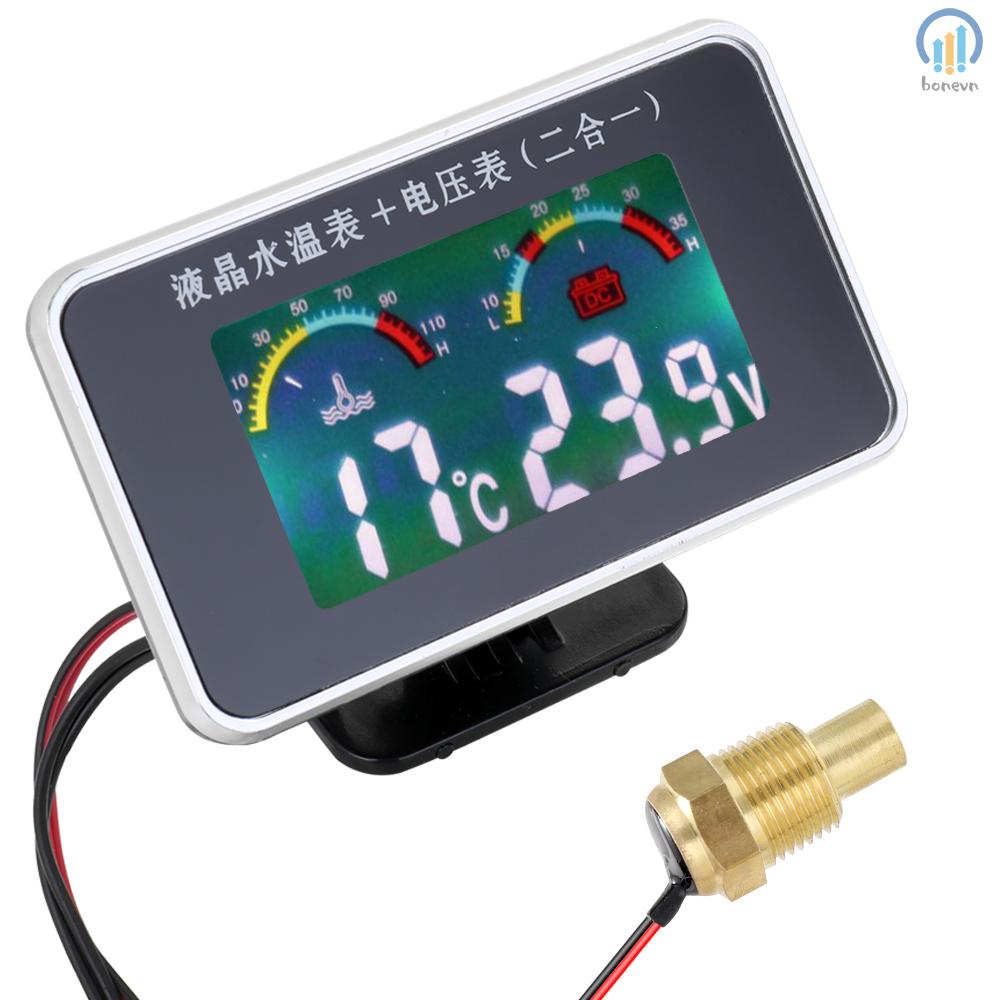 Đồng hồ đo nhiệt độ nước màn hình LCD 1/8 10mm cho xe hơi