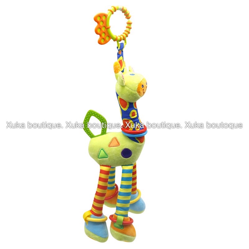 Lục Lạc Nhồi Bông Hươu Cao Cổ Treo Nôi Chính Hãng Happy Monkey, Gặm Nướu, Phát Triển Giác Quan Cho Bé