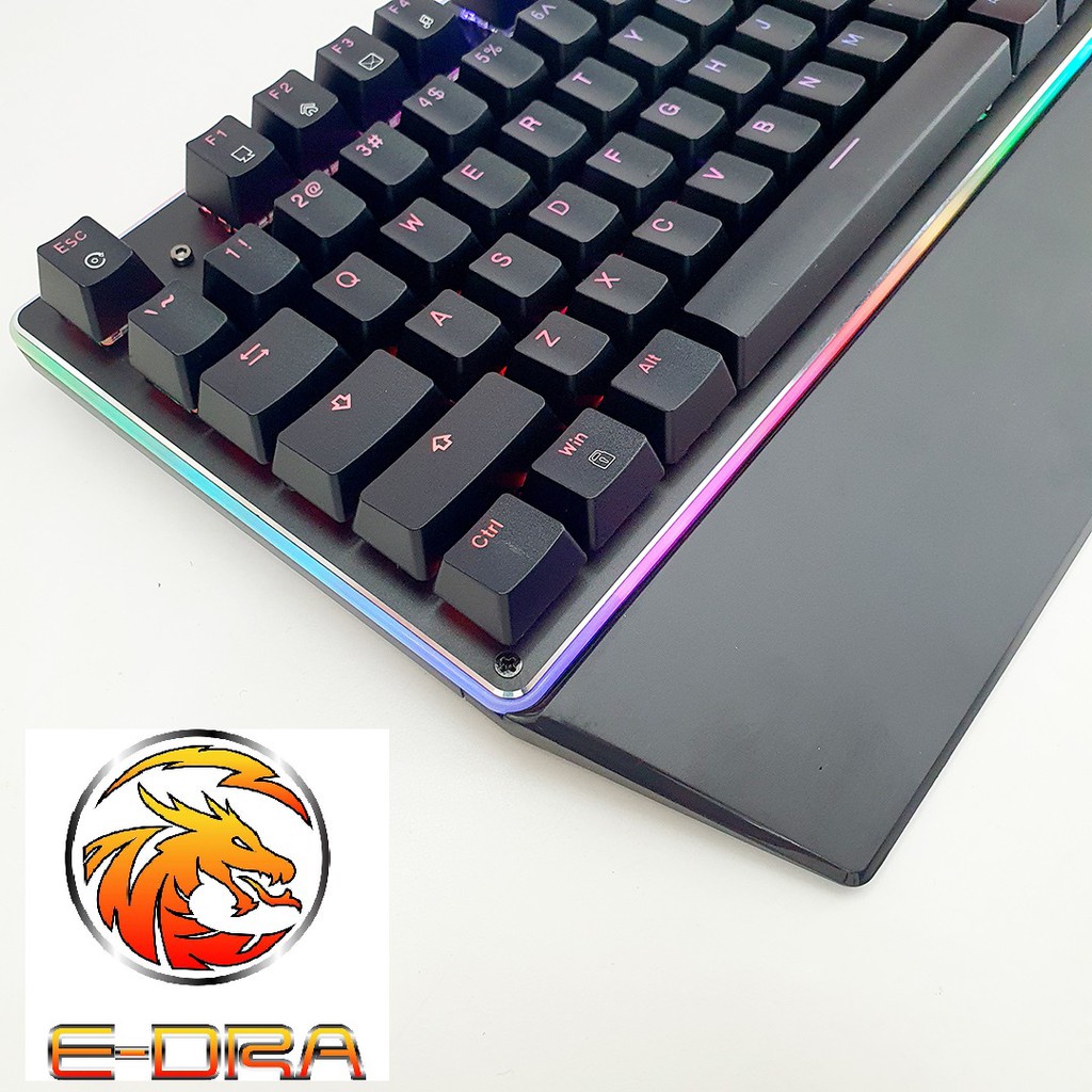 Bàn Phím Cơ Gaming EDRA EK308 RGB PLUS | Bàn Phím Có Dây Quang Cơ Viền Led | Bàn Phím Chống Nước Có Kê Tay | Có Núm
