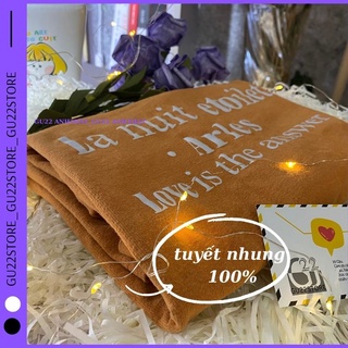 Áo Thun Tay Lỡ Màu Cam chữ 𝗟𝗮 𝗡𝘂𝗶𝘁 Chất Nhung Siêu đẹp Sang Chảnh