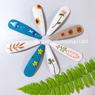 Kẹp tóc thêu tay handmade vintage Hàn Quốc - ảnh thật shop chụp